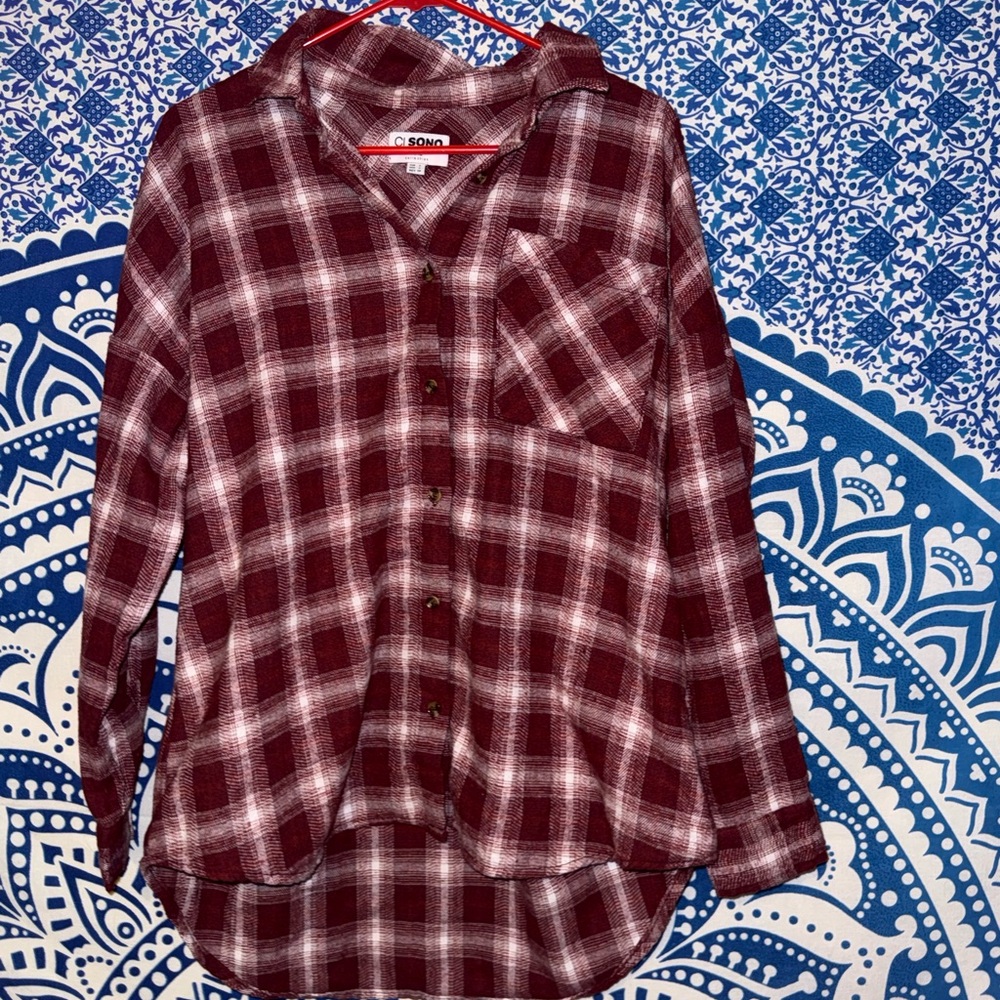 Ci Sono Burgundy Plaid Shirt